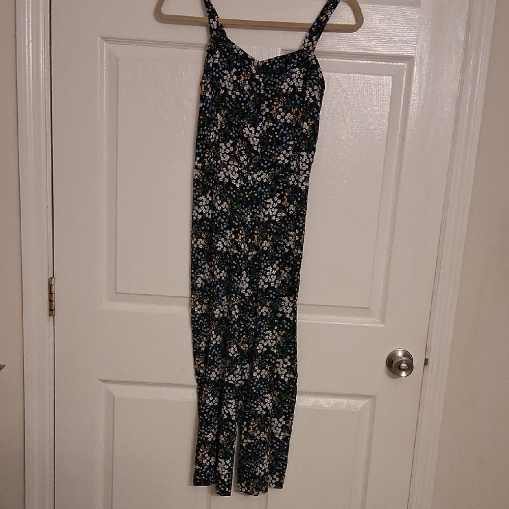 LOFT Black Floral Jumpsuit